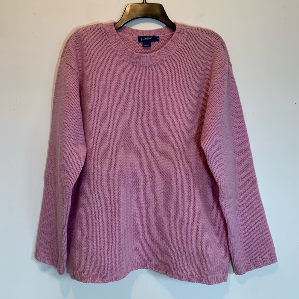 J Crew Pink Purple Wool Sweater Small Oversized